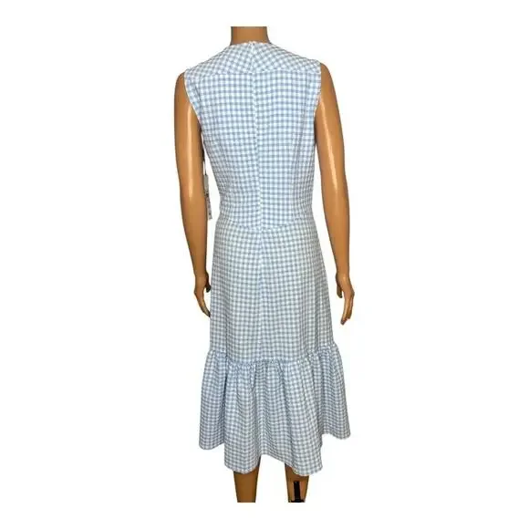 Calvin Klein Women’s Blue Gingham Sleeveless Front Knot Midi Dress size 10 NWT - Picture 4 of 10